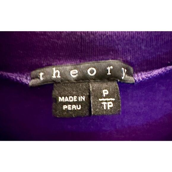 Theory Purple Long Sleeve Stretch Cotton Top Women’s Petite Small Made in Peru - Picture 2 of 4